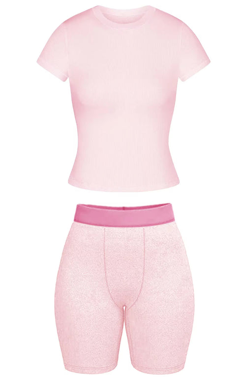 2Boujeee Ribbed Set (Pink Baby)